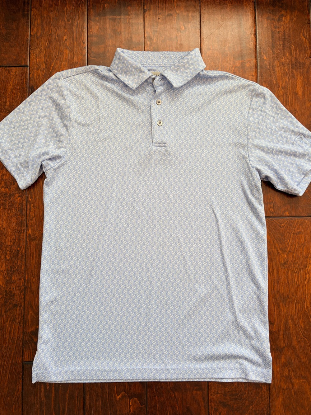 PGA Tour Light Blue Short Sleeve Polo with Subtle Pattern
